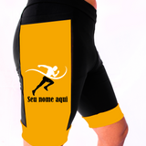 Bermuda Masculina nome+Corredor Preto/Amarelo