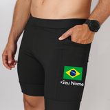 Bermuda Masculina Seu nome+Bandeira Brasil