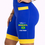 Bermuda Azul/Amarelo Vai Brasil + Nome