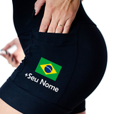 Shorts Feminino Seu nome+ Bandeira Brasil