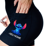 Short Preto Stitch + Seu Nome