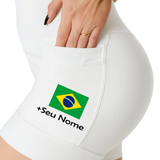Shorts Branco Band.Brasil + Nome