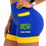 Shorts Azul/Amarelo Aqui é Brasil + Nome