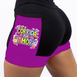 Short Preto/Roxo Corrida Por Amor