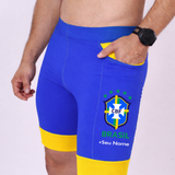 Bermuda Masc Azul/Amarelo CBF + Seu nome
