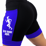 Bermuda Personalizada Nome+Corredora(Preta/Azul)