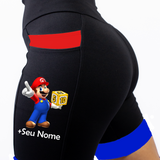 Bermuda Feminina Preta/Vermelho/Azul + Seu Nome
