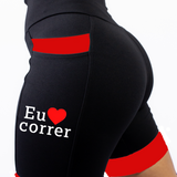 Bermuda Feminina Preto/Vermelho Eu Amo Correr( Pronta Entrega)