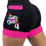 Shorts Girl Power Preto/Rosa