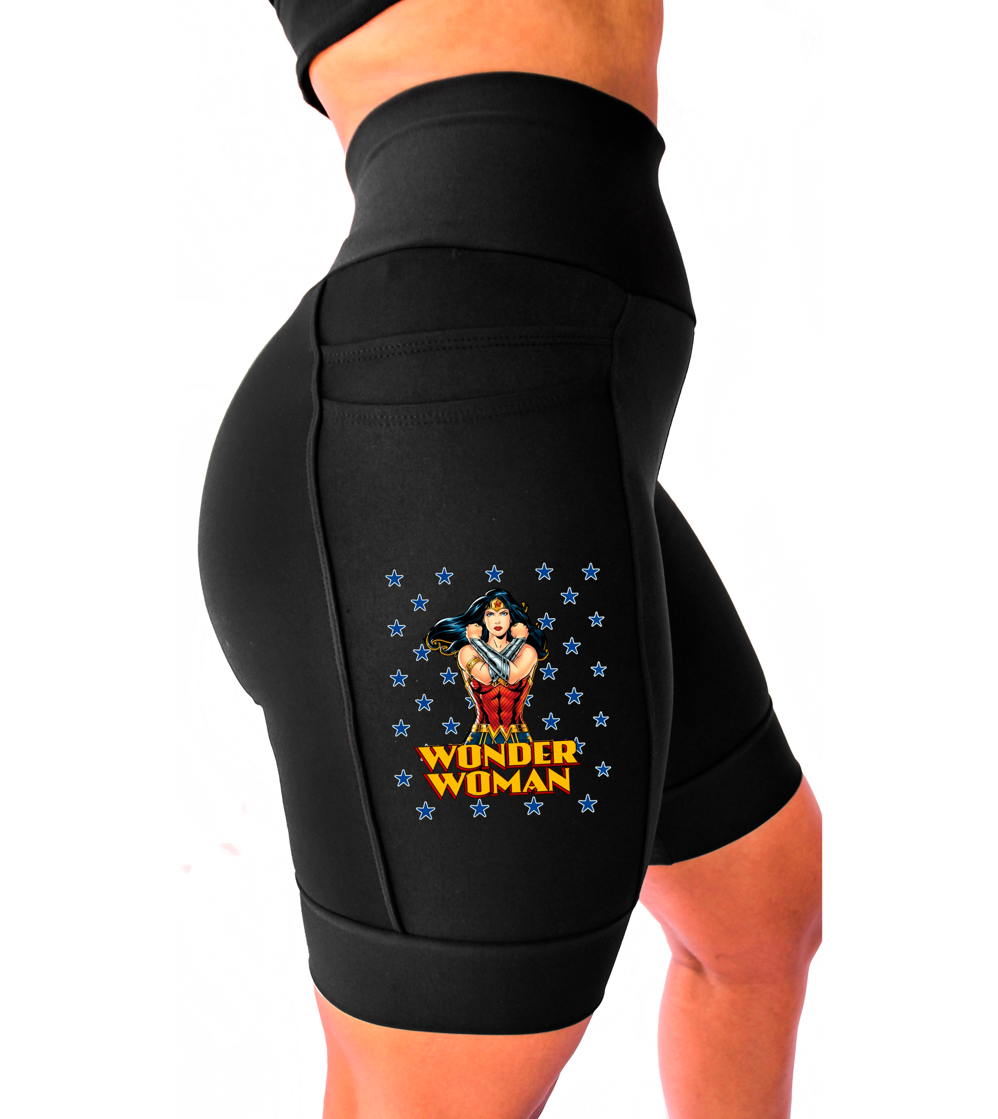 Bermuda Mulher Maravilha Corrida Preta.