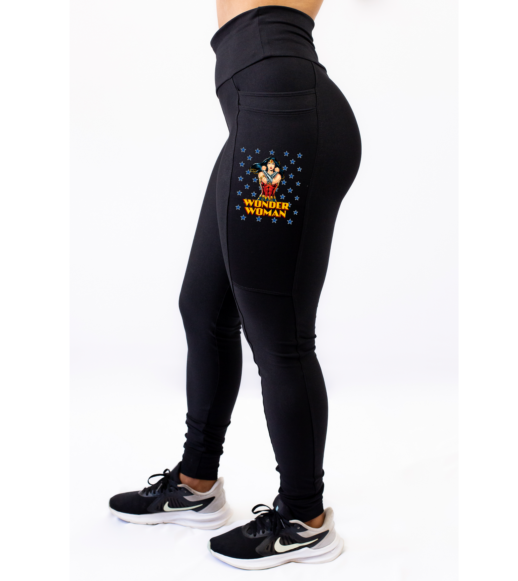 Calça Compressão Com Bolsos Mulher Maravilha