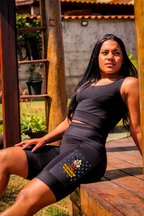 Bermuda Mulher Maravilha Corrida Preta.