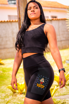 Bermuda Mulher Maravilha Corrida Preta.