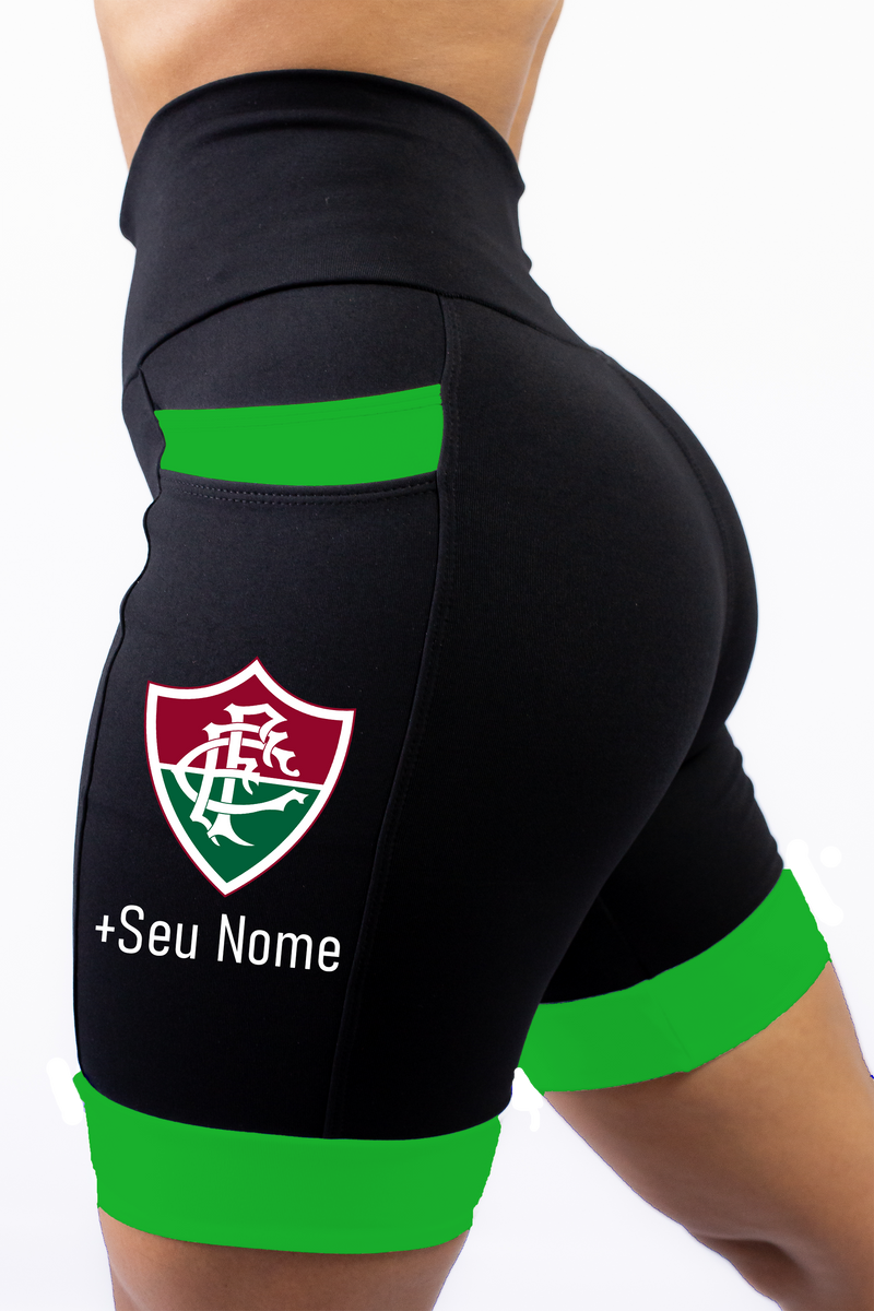 Bermuda Feminina Preta/Verde Fluminense +Seu nome
