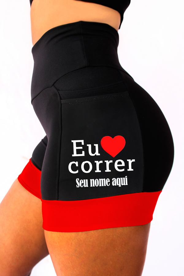 Short Personalizado Eu Amo Correr + Nome