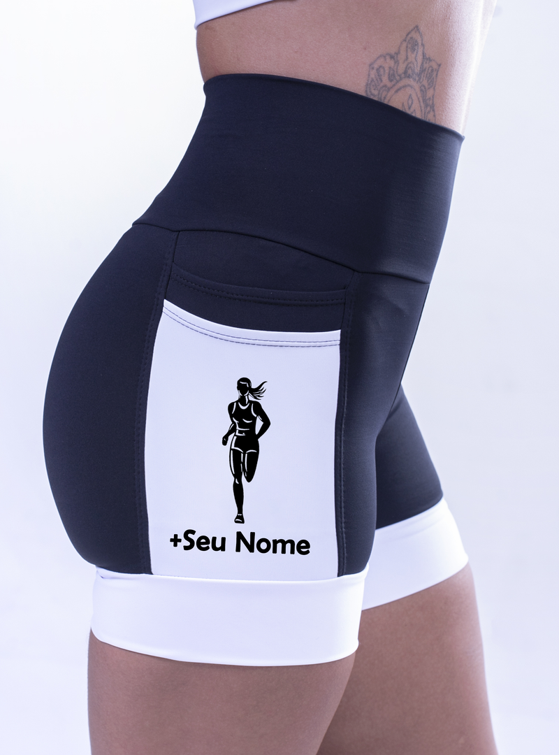 Shorts Corredora + Nome Preto e Branco