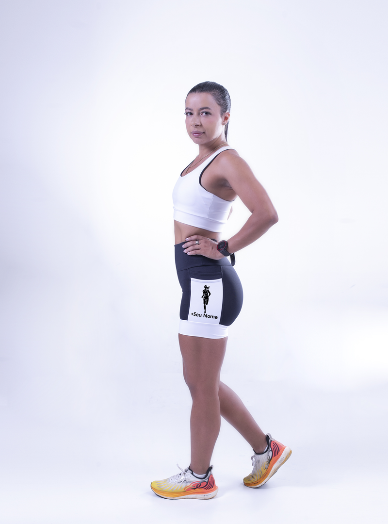 Shorts Corredora + Nome Preto e Branco
