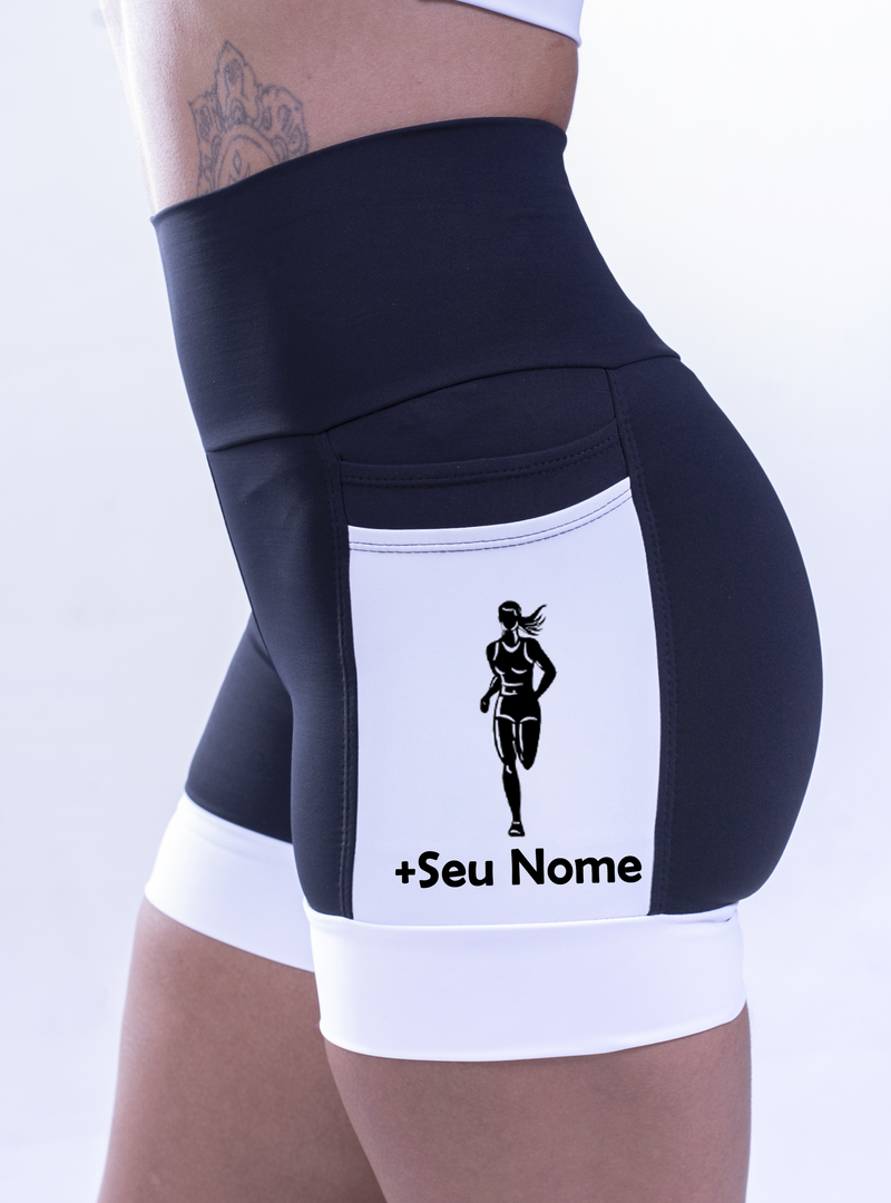 Shorts Corredora + Nome Preto e Branco