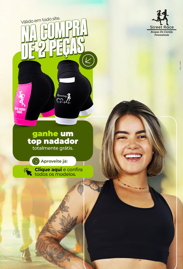 Bermuda Feminina Preto/Azul Turquesa Corredora + Nome