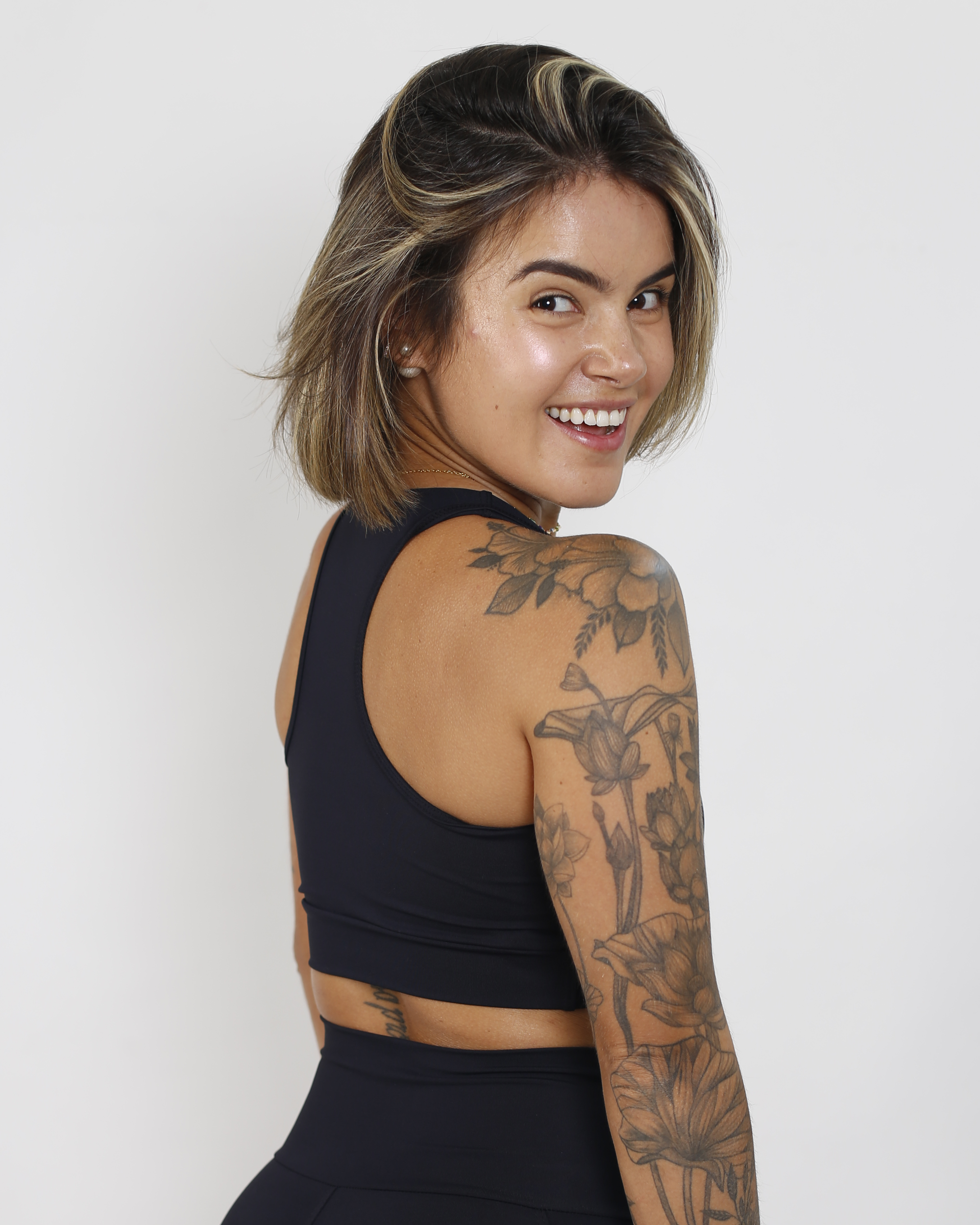 Top Nadador de Compressão Preto Mulher Maravilha