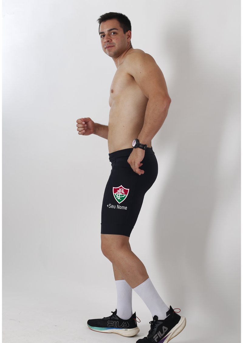 Bermuda Masc Preta Fluminense + Nome