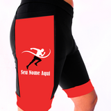 Bermuda Masculina Personalizada nome+Corredor Preto/Vermelho