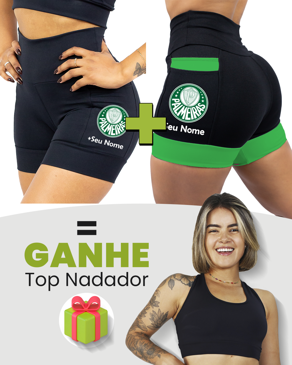 Kit Shorts Palmeiras + Nome