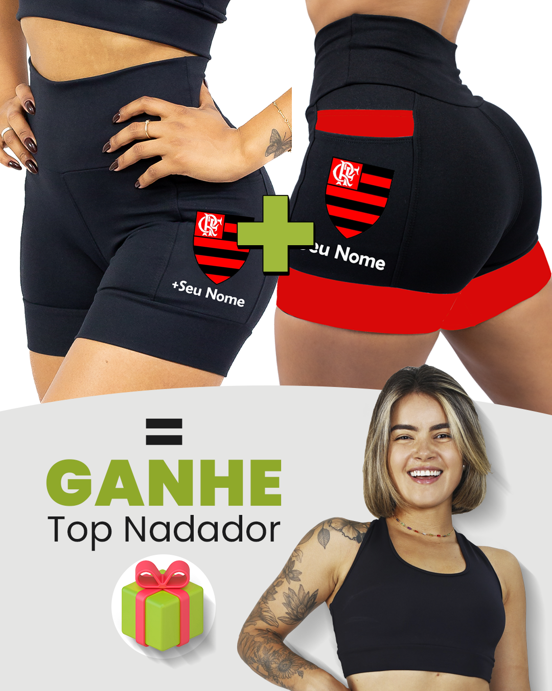 Kit Shorts Flamengo + Nome