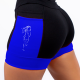 Shorts Preto/Azul Silhueta Corredora