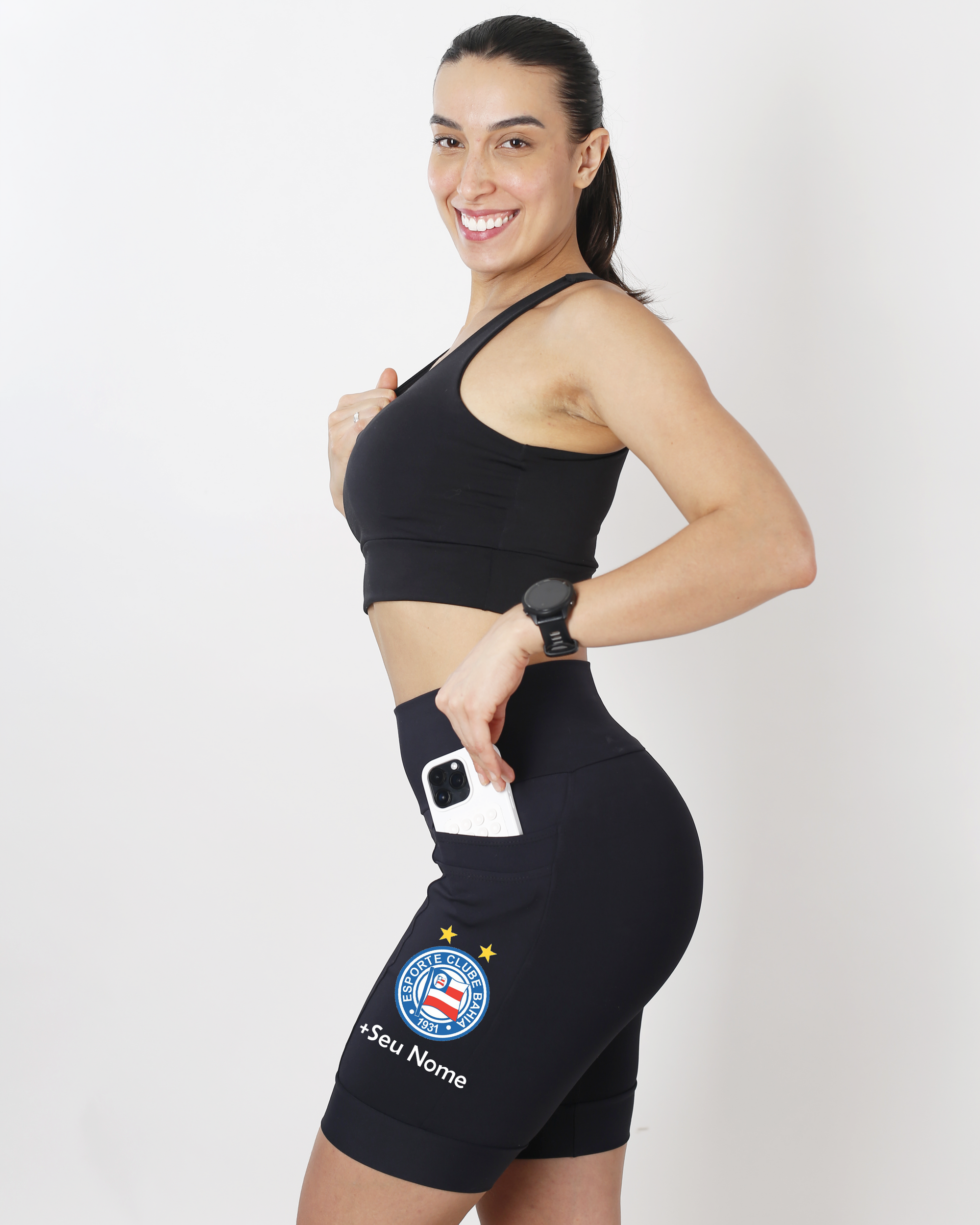 Bermuda Feminina Preta Bahia + Seu nome