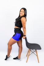 Shorts Preto/Azul Silhueta Corredora