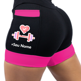 Shorts Preto e Rosa Coração e Halters