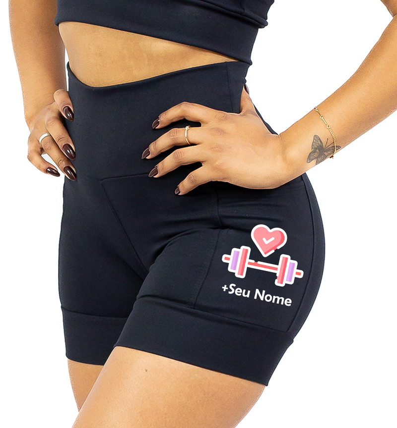 Shorts Preto Coração Halters