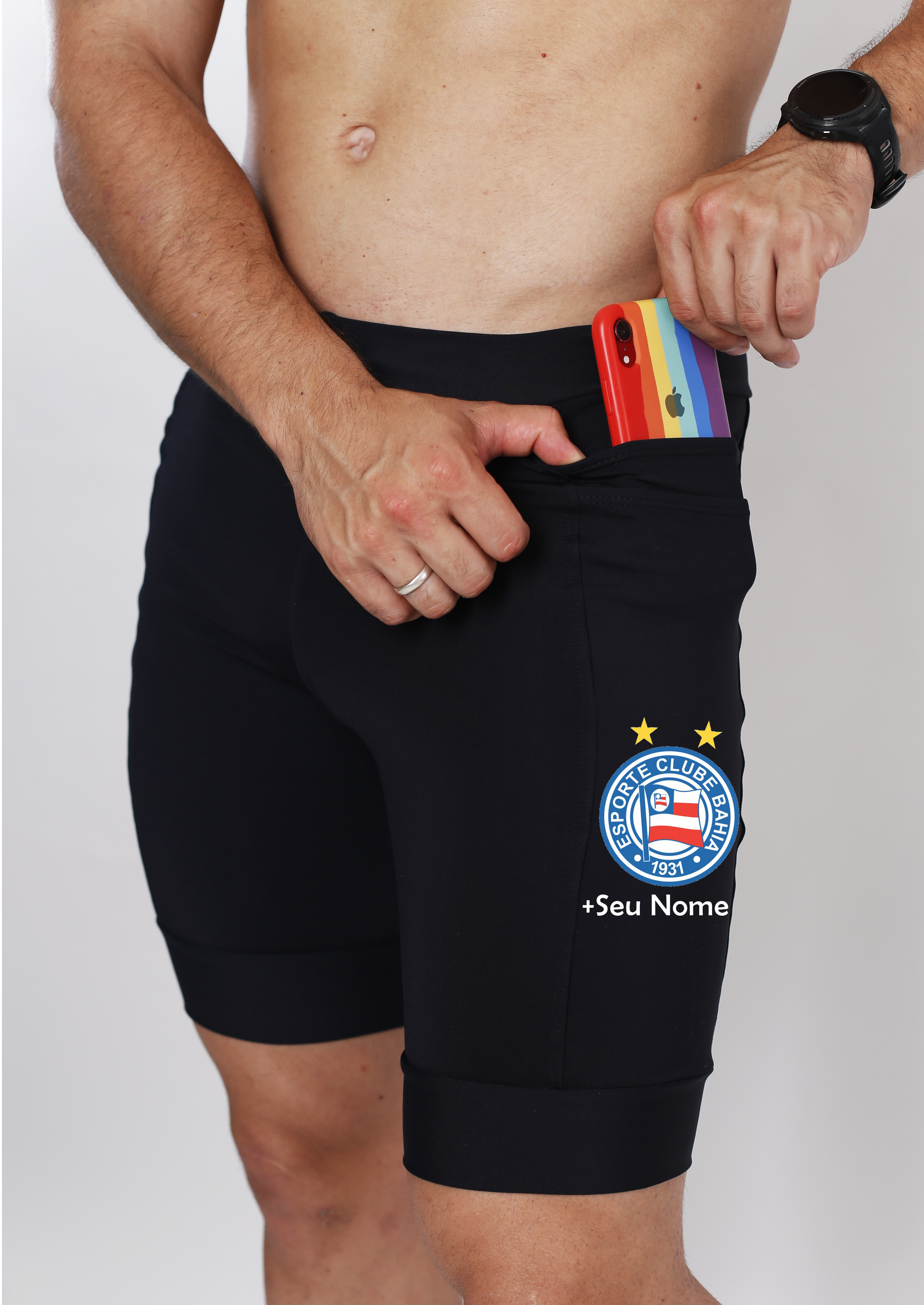 Bermuda Masc Preta Bahia + Nome