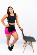 Shorts Preto/Rosa Corredora
