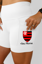 Shorts Branco Flamengo + Nome