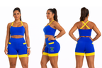 Shorts Azul/Amarelo Brasil Bandeira + Nome