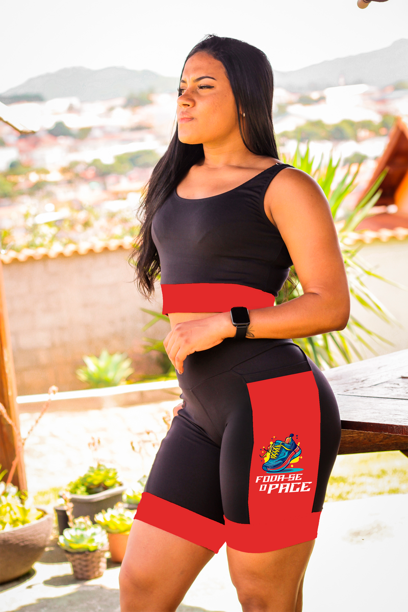Bermuda Preto/Vermelho Foda-se o Pace