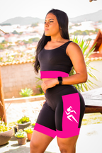 Bermuda Preto/Rosa Corredora