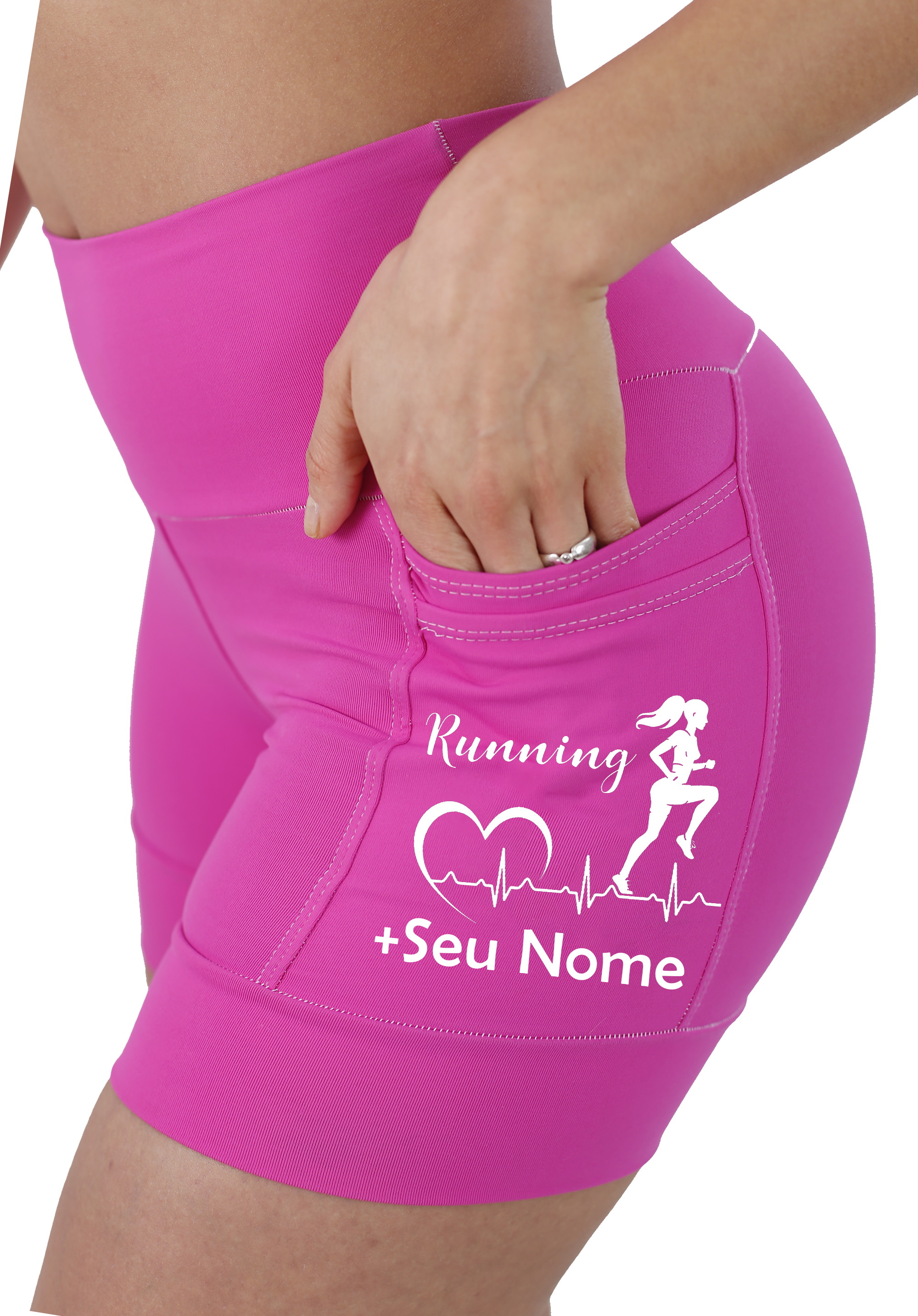 Shorts Rosa Batimento Corredora+Seu nome