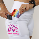 Shorts Branco Borboletas +Seu nome