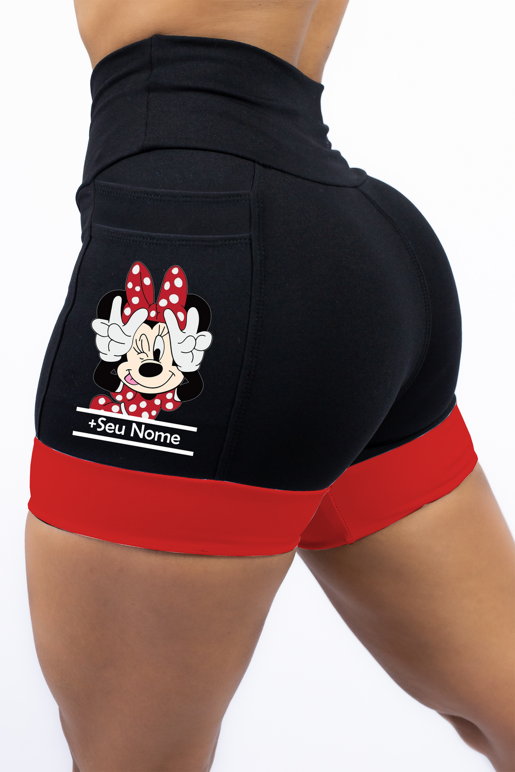 Short Preto/Vermelho Minnie + Seu Nome