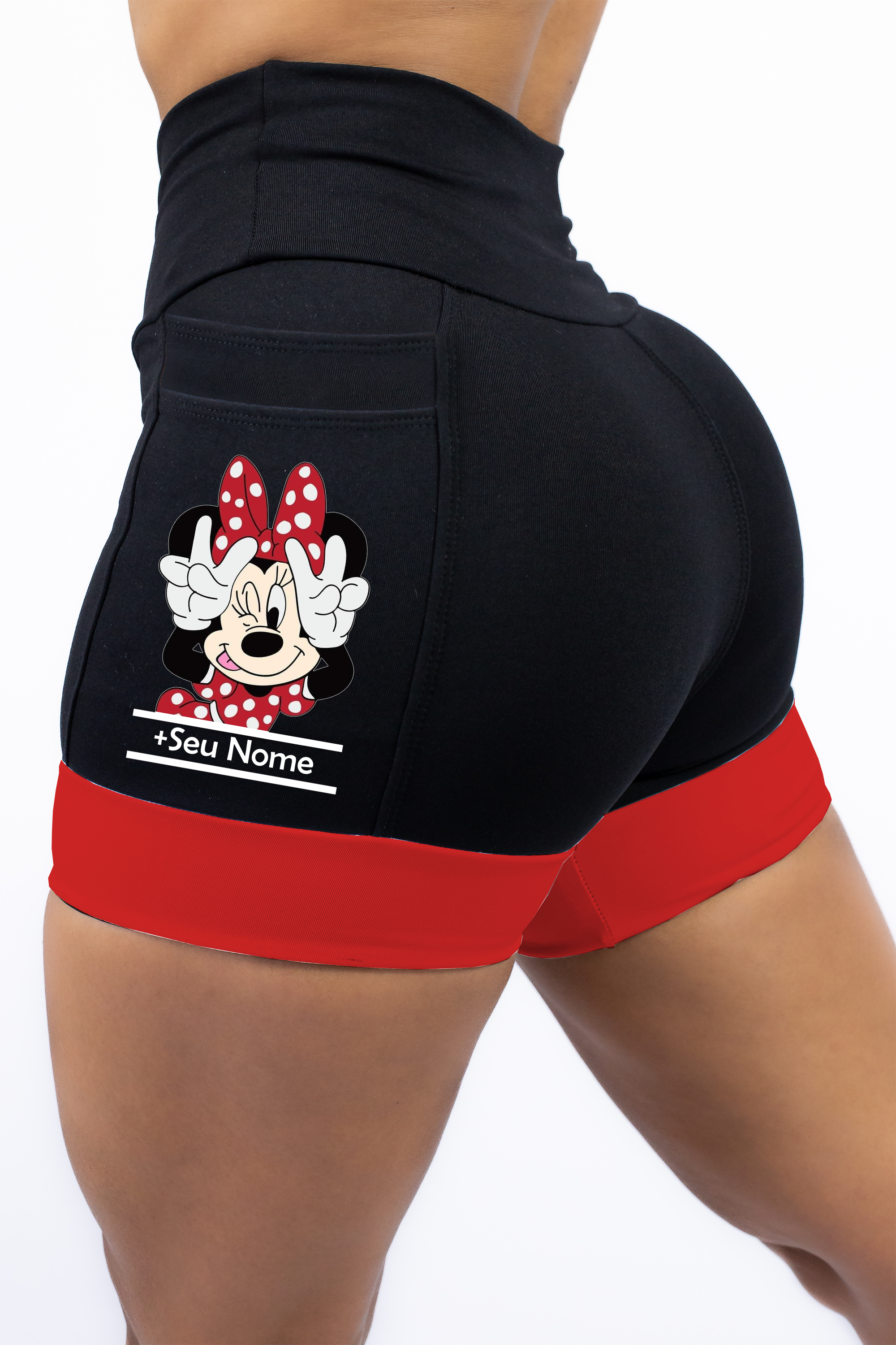 Short Preto/Vermelho Minnie + Seu Nome
