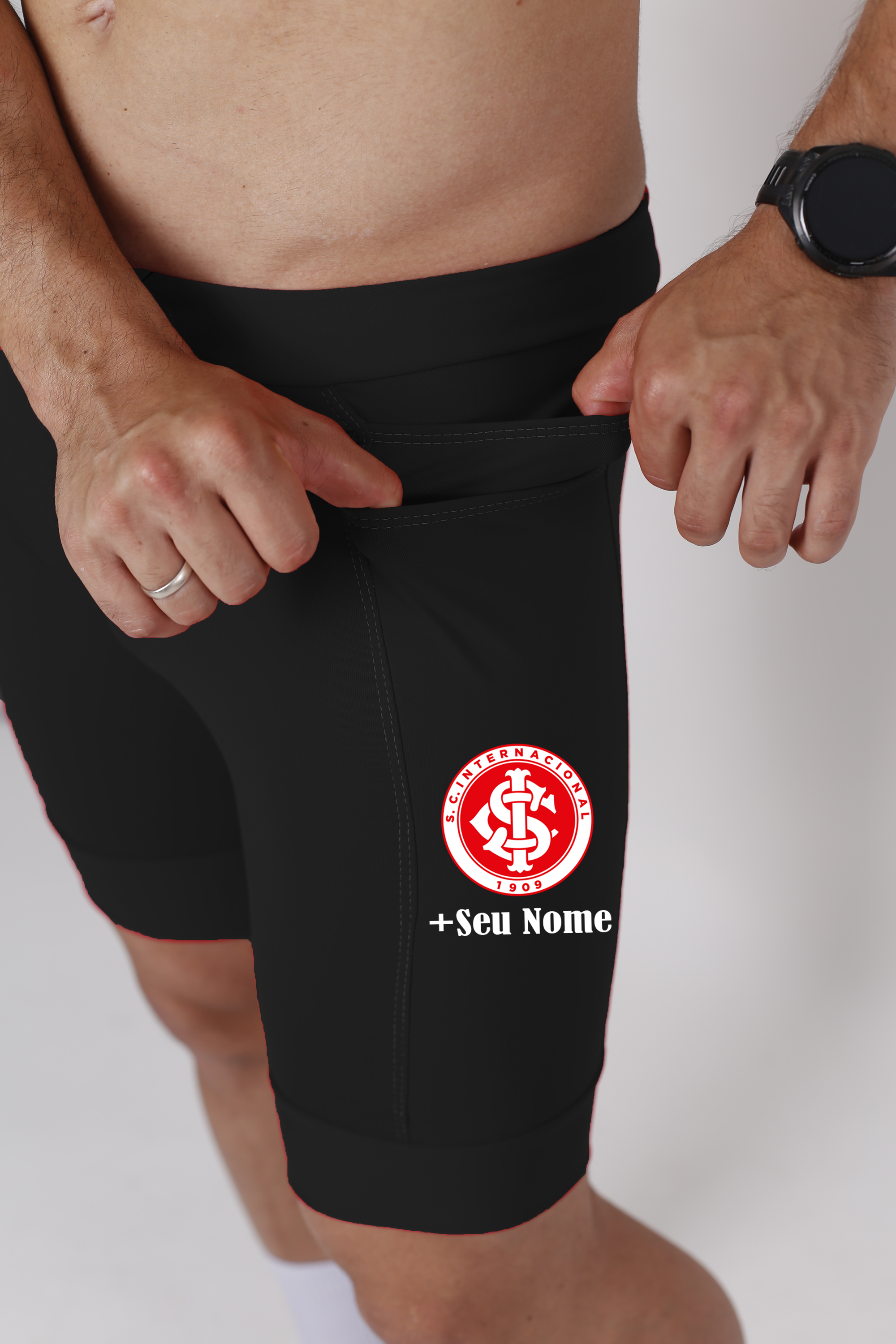 Bermuda Masc Preta Internacional + Nome