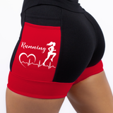 Shorts Corredora Running Preto/Vermelho