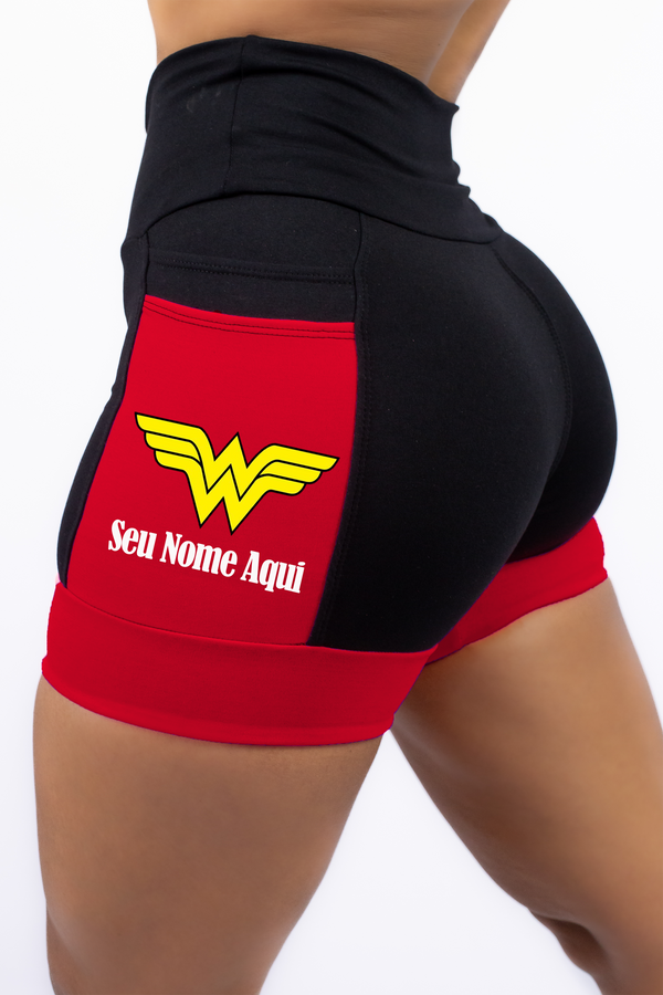 Shorts Simbolo Mulher Maravilha + Seu nome