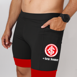 Bermuda Masc Preta/Vermelho Internacional + Nome