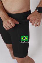Bermuda Masculina Seu nome+Bandeira Brasil