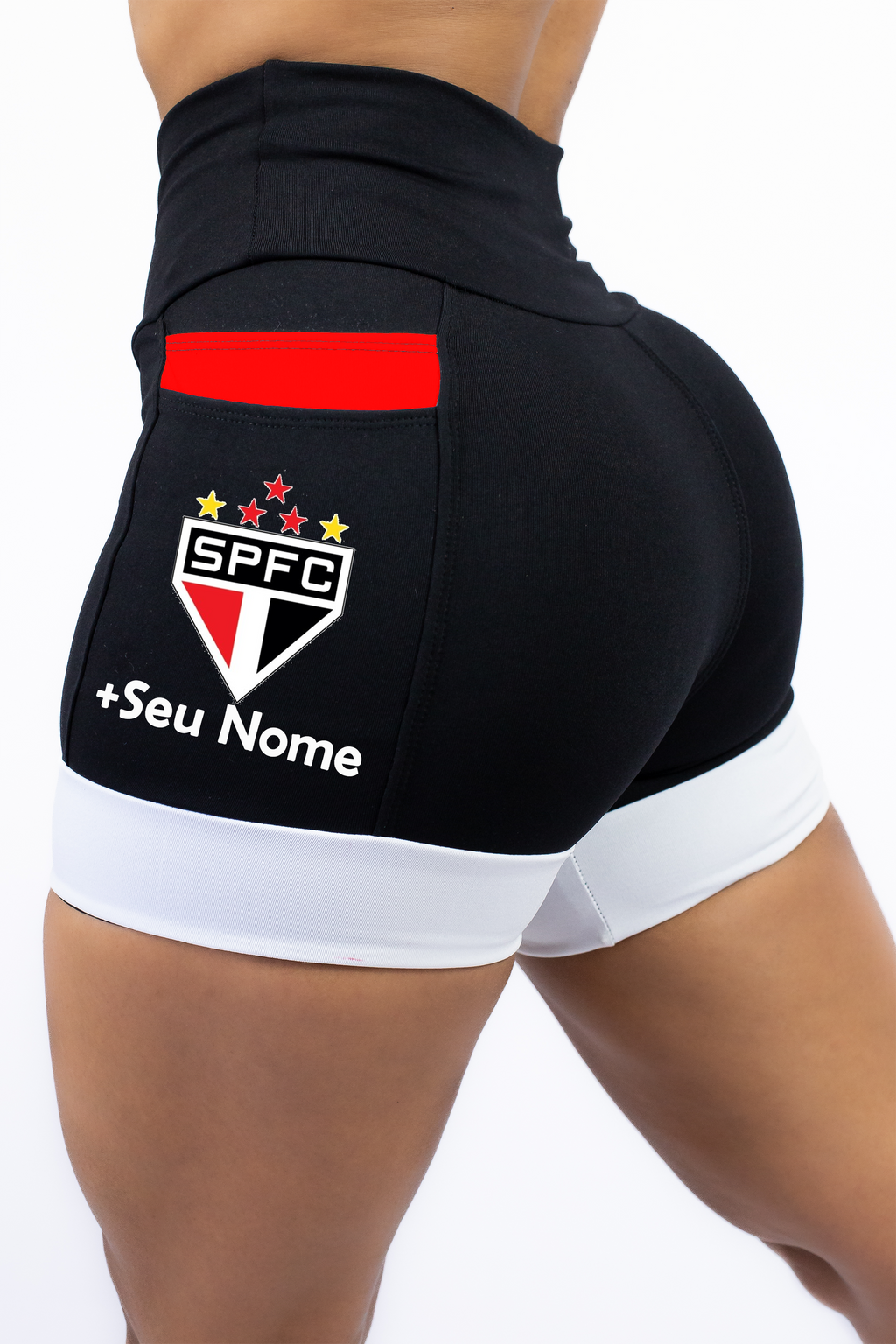 Shorts Preto/Branco São Paulo + Nome