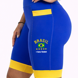Bermuda Azul/Amarelo Brasil Bandeira + Nome